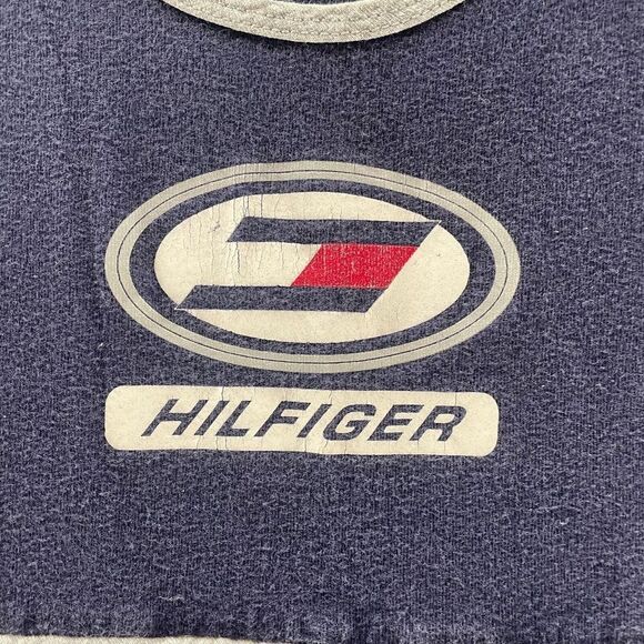 Vintage Tommy Hilfiger Athletics Shirt Mens Medium Blue Tank Top USA Made Logo - Picture 2 of 10